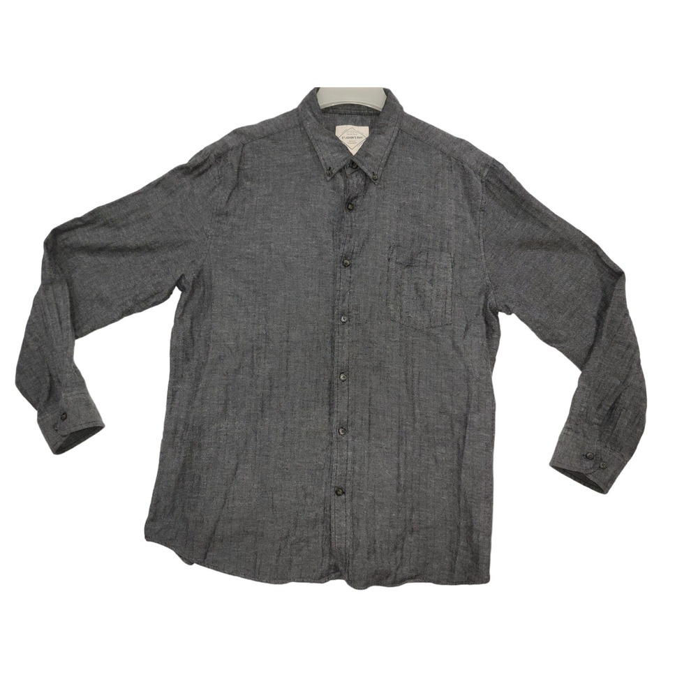St. John's Bay Flannel Mens Size XL Gray Button Up Long Sleeve Outdoors